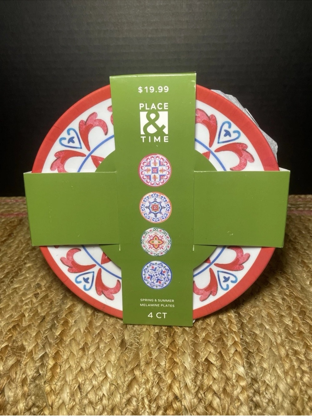 Assorted Decorative Melamine Plates - 4 Pack